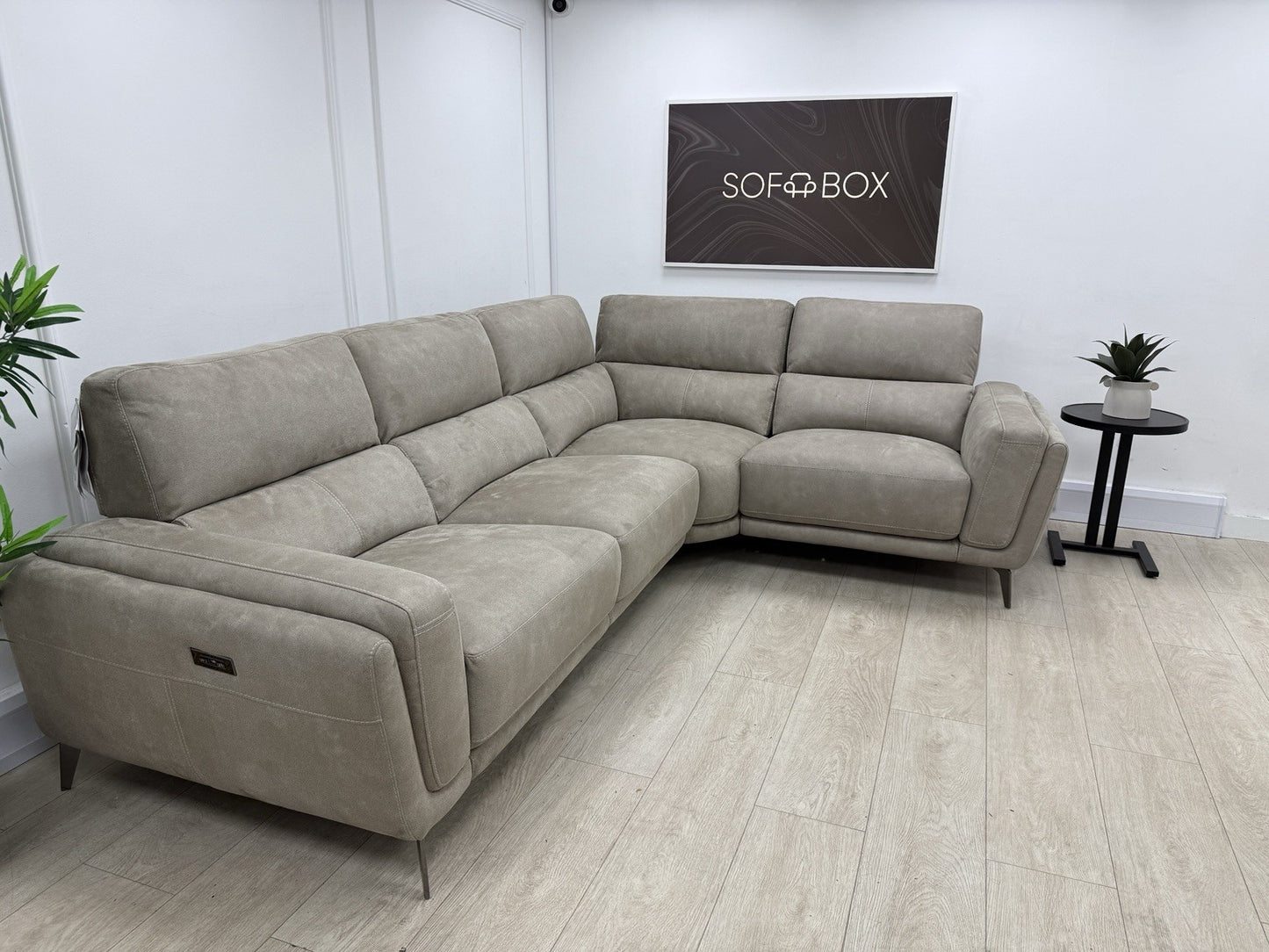 DFS San Mateo Power Recliner Corner Sofa In Arizona Stone Fabric