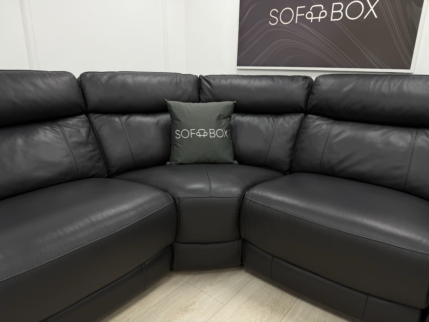 DFS Ronan Leather 4x Power Recliner Corner Sofa In Grey