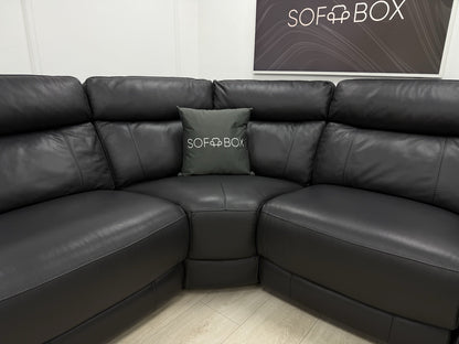 DFS Ronan Leather 4x Power Recliner Corner Sofa In Grey
