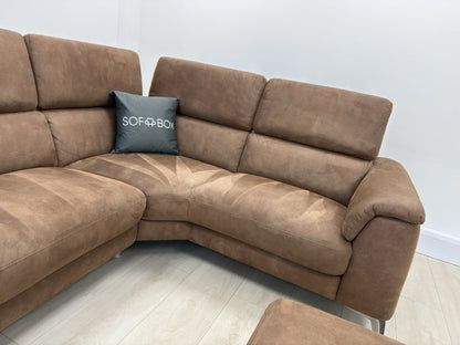 DFS Tahiti Power Recliner Corner Sofa And Footstool In Tan