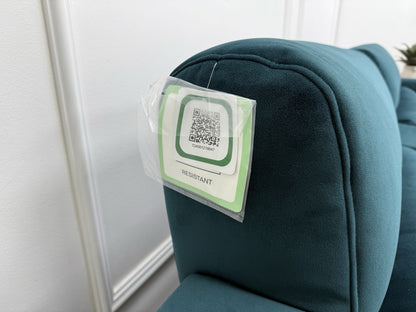 DFS Showcase Power Recliner 3 Seater Cinema Sofa In Teal Velvet Fabric