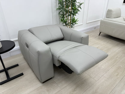 DFS Lauder Memory Power Recliner Armchair In Grey Mist Leather