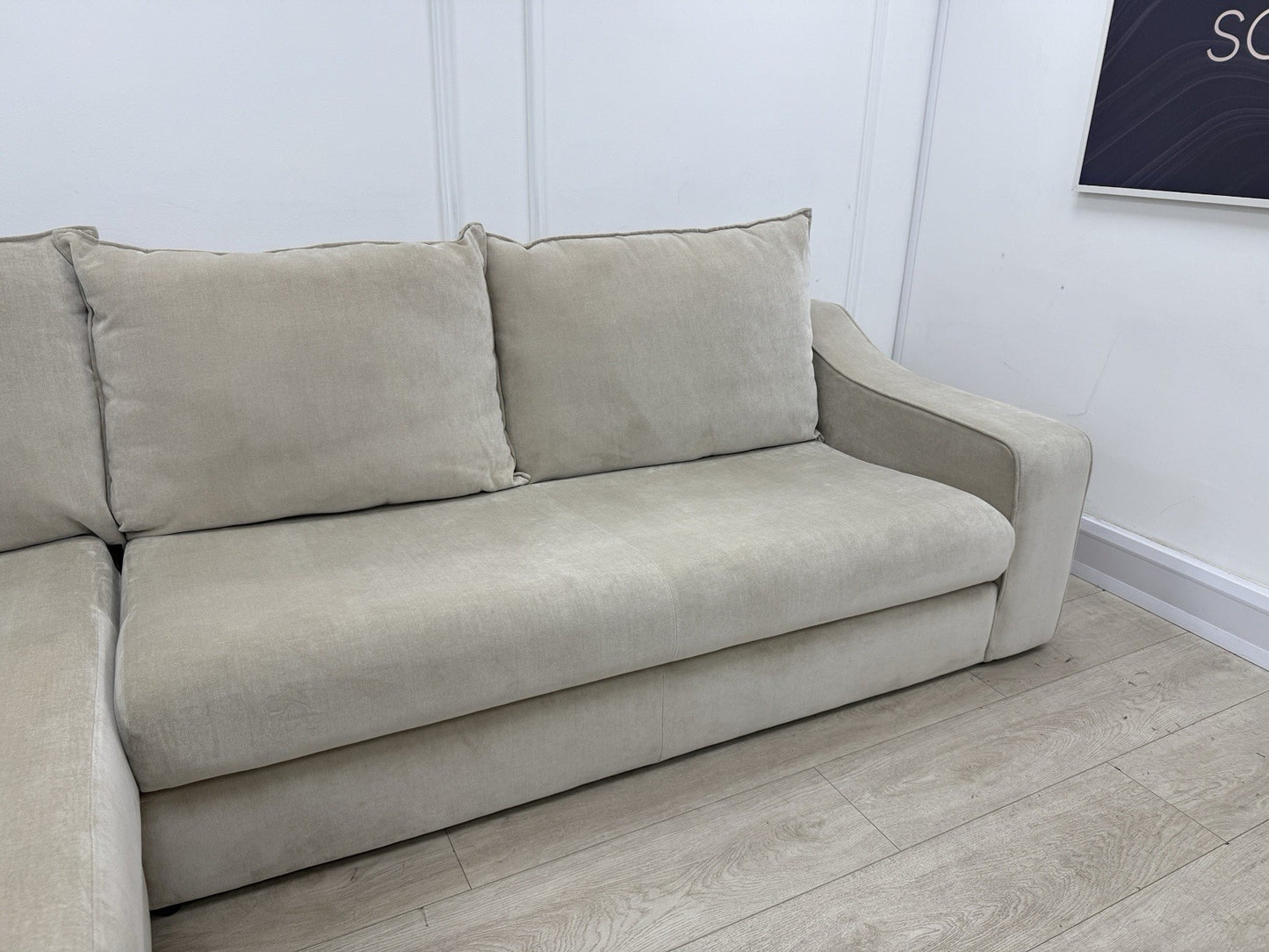 DFS Maura Left Hand Facing Large Chaise Sofa In Natural Fabric