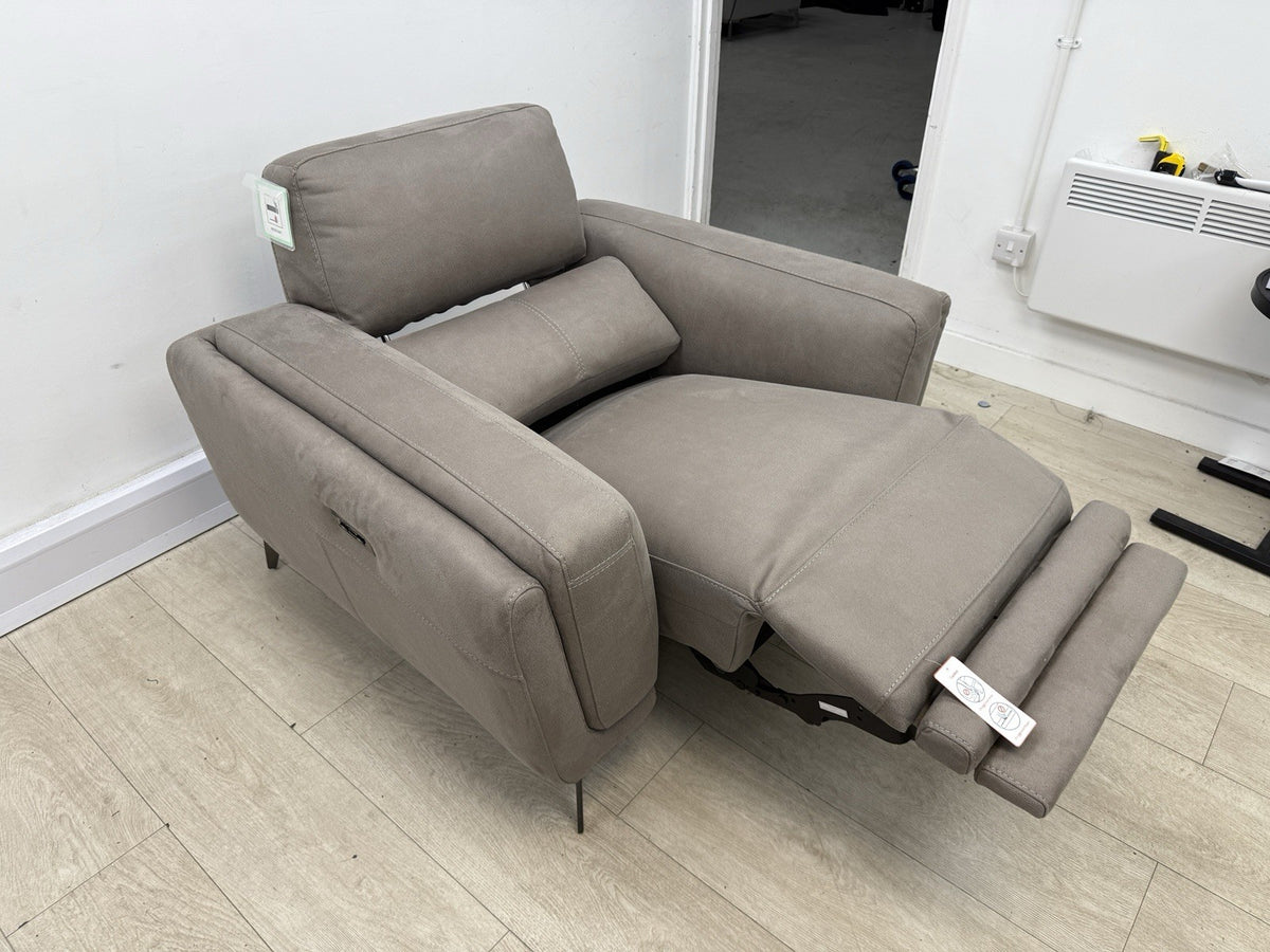 DFS San Mateo Power Recliner Armchair In Pewter Fabric