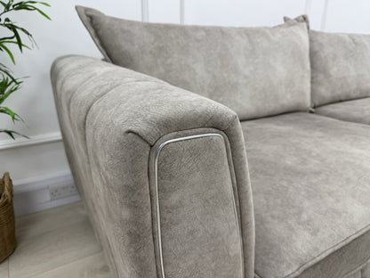 DFS Cherished 4 Seater Grande Sofa & Footstool In Oatmeal