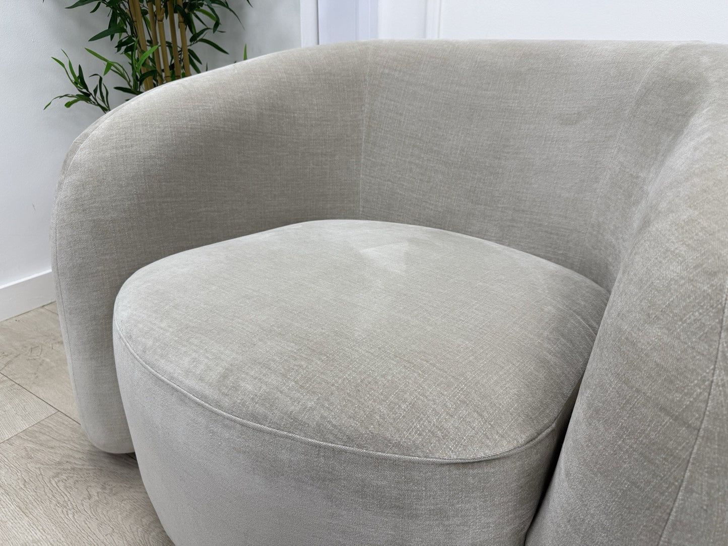 Sofology Dalston Fabric Swivel Chair in Soft Chenille Linen