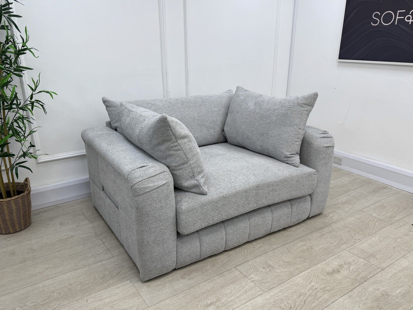 Sofology The Westwood Loveseat Cuddle Chair In Teddy Chenille Silver Mix