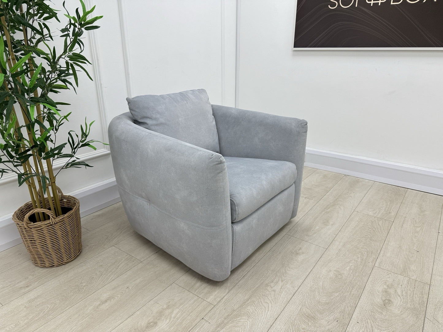 Sofology The Marvella Fabric Swivel Chair In Lifestyle Flecked Fabric Silver