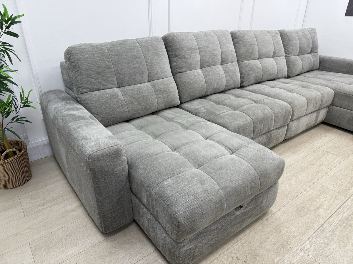 DFS Steller U Shape Power Slider Sofa In Mist Grey