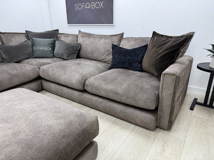 DFS Devine Corner Sofa & Footstool In Chocolate