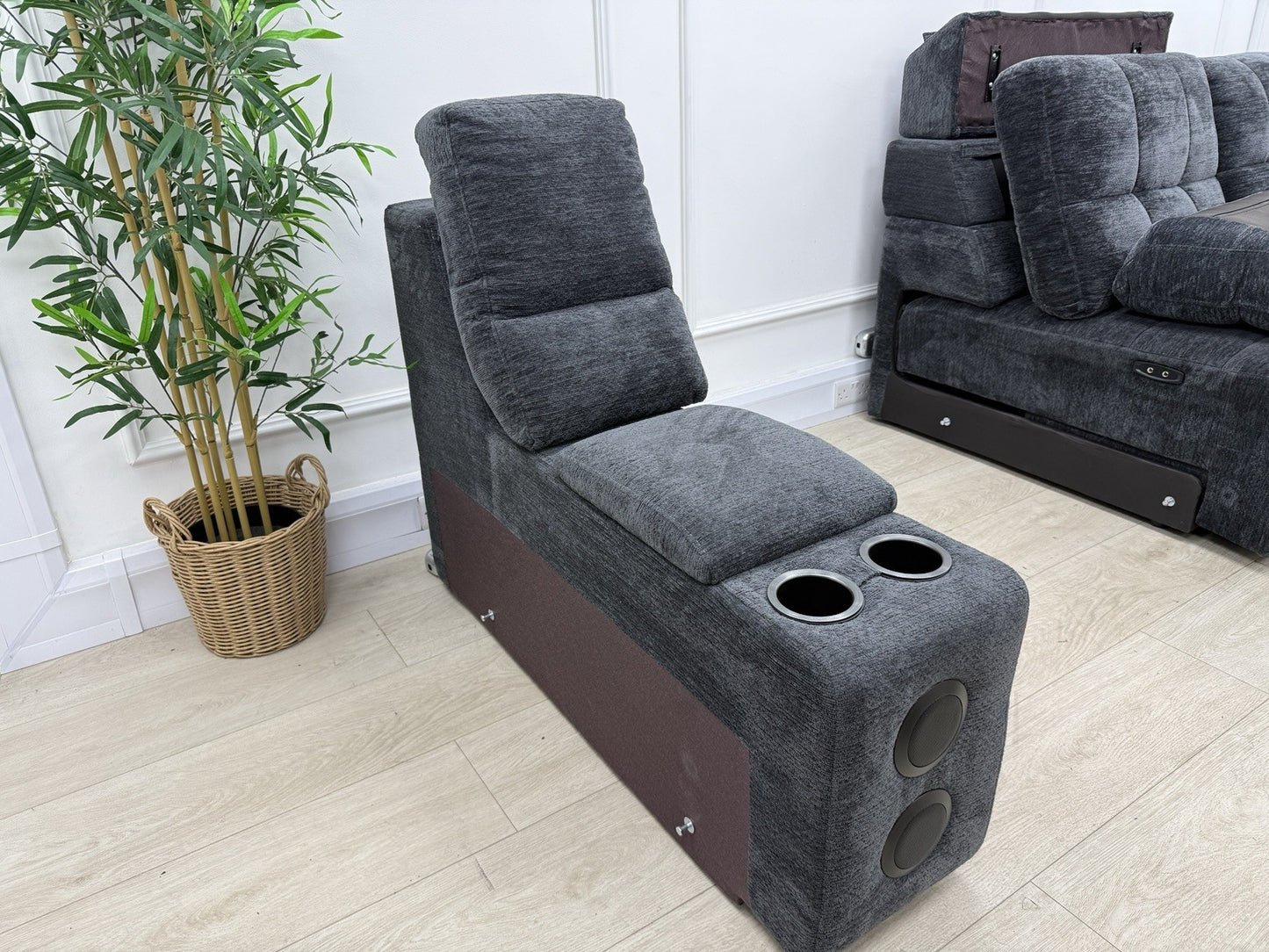 DFS Steller Storage Speaker Console Unit In Nuova Black Fabric