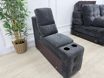 DFS Steller Storage Speaker Console Unit In Nuova Black Fabric