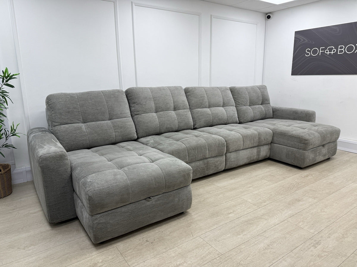 DFS Steller U Shape Power Slider Sofa In Mist Grey