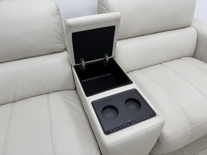 DFS Showcase Power Recliner 3 Seater Sofa With Smart Console Unit Frost Leather
