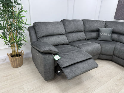 Oak Furnitureland Goodwood Power Recliner Corner Sofa In Plush Charcoal Fabric