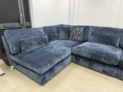 Sofology Bellagio Large U Shape Sofa In Luxury Deep Pile Chenille Denim Fabric