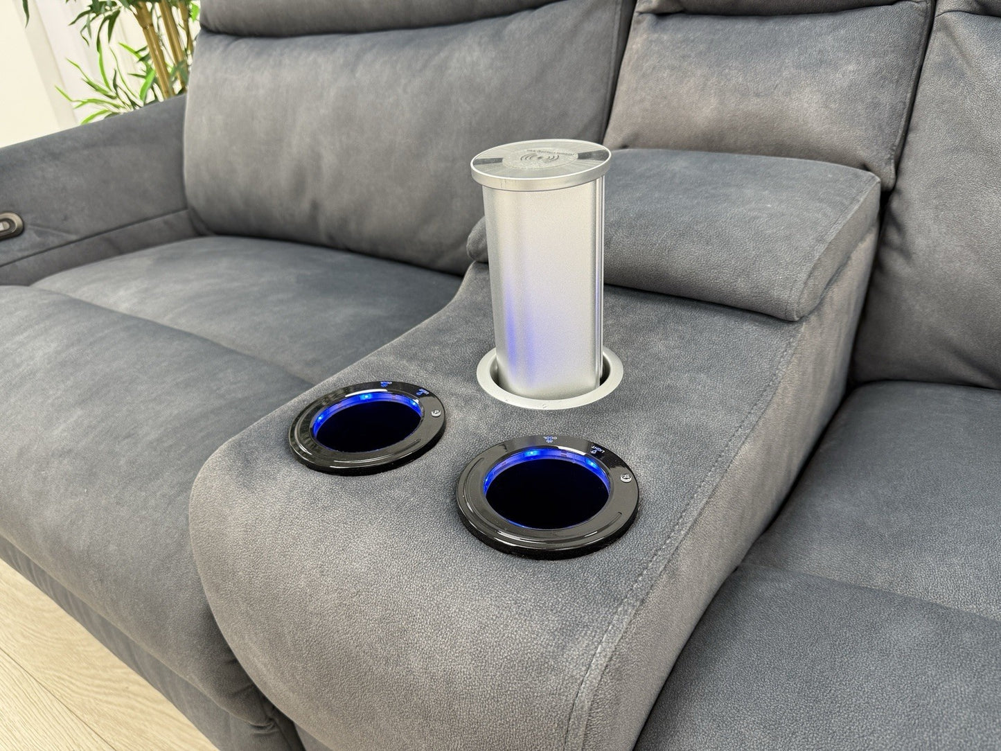 Sofology Renato 2.5 Seater Sofa Recliner Console Unit In Flecked Charcoal