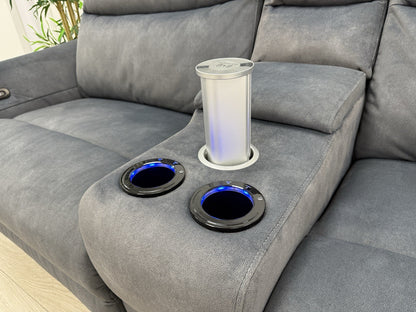 Sofology Renato 2.5 Seater Sofa Recliner Console Unit In Flecked Charcoal