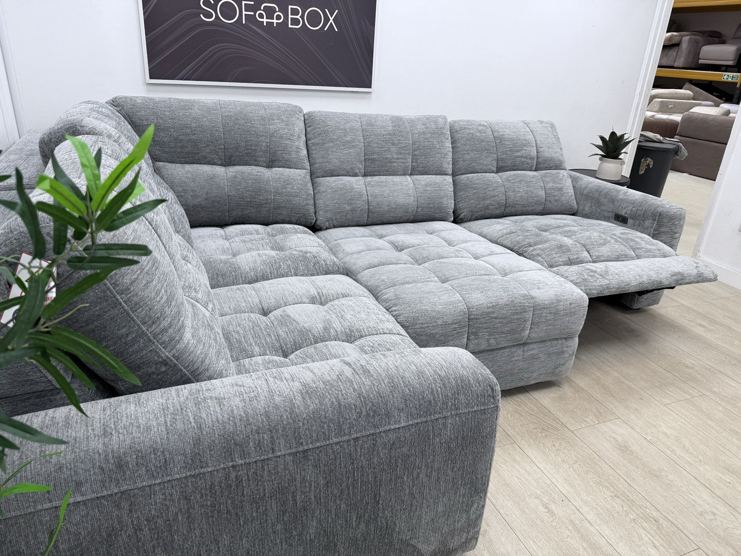 DFS Steller Power Slider Corner Sofa In Mist Grey