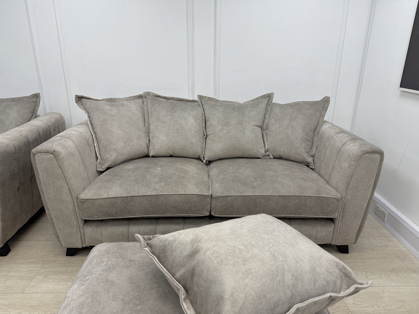 DFS Cherished 3 Seater Sofa, Chair & Footstool Set In Oatmeal