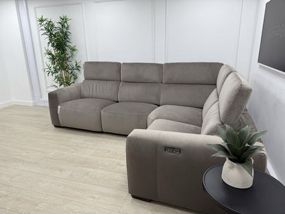 DFS Lauder Power Recliner Corner Sofa In Taupe Velvet Fabric