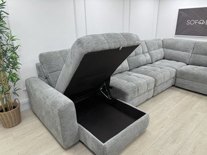 DFS Steller Corner Sofa & Footstool In Mist Grey