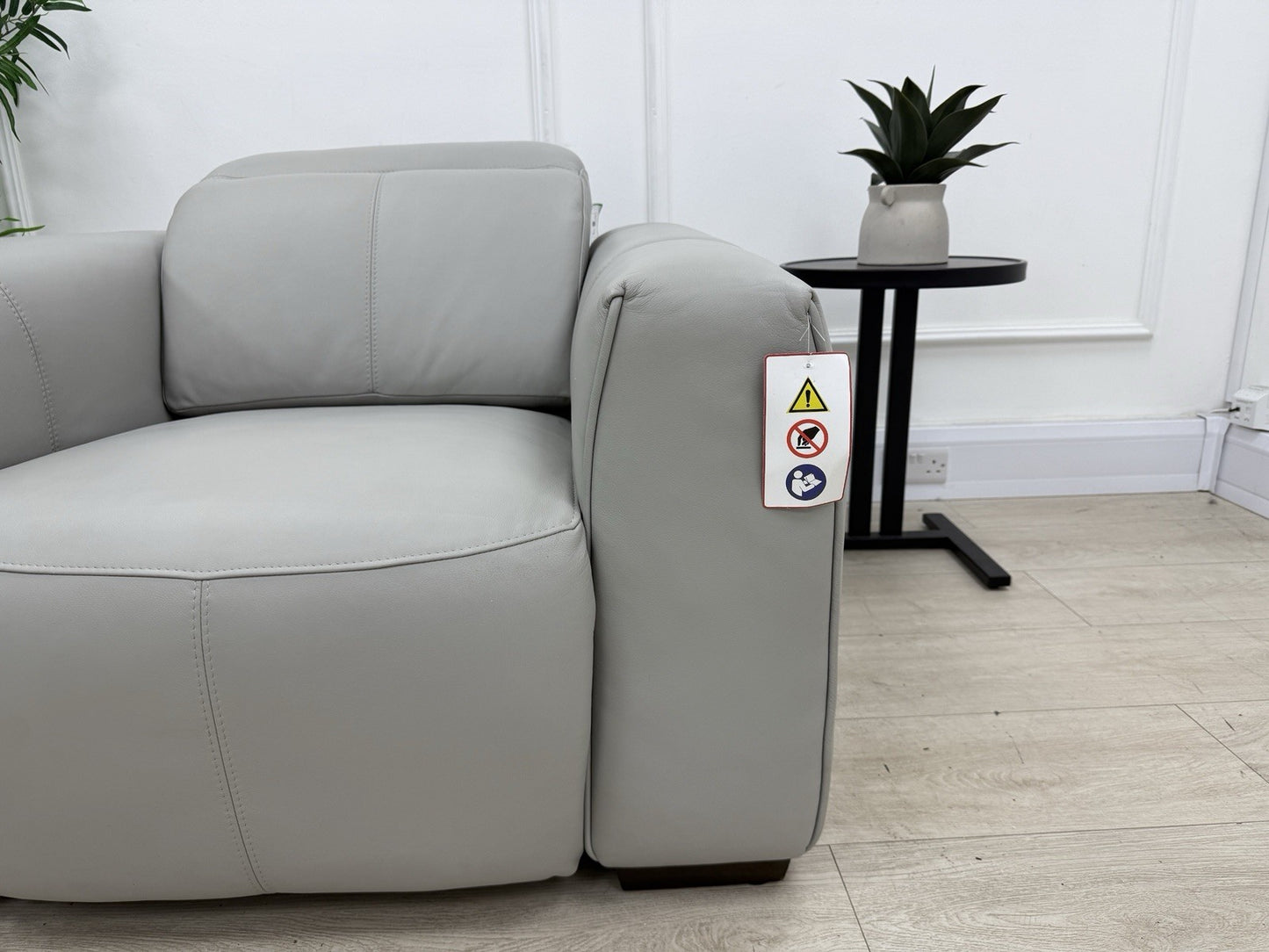 DFS Lauder Power Recliner Chair Memory In Grey Mist Borelli Leather