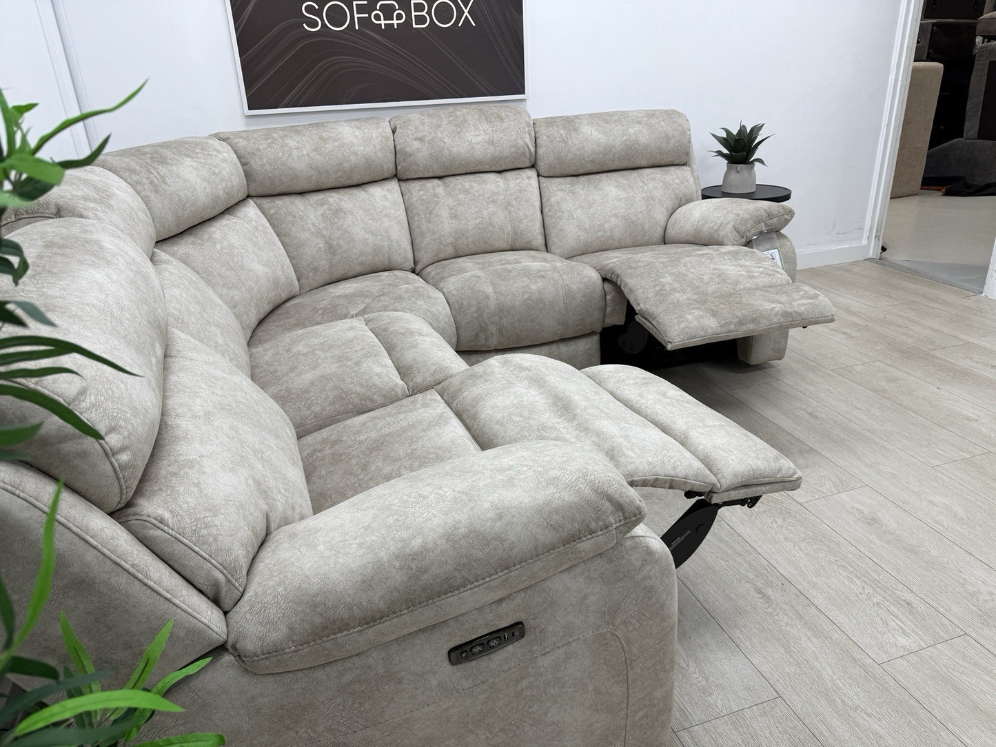 Furniture Village Moreno Power Recliner Corner Sofa In Cream Fabric