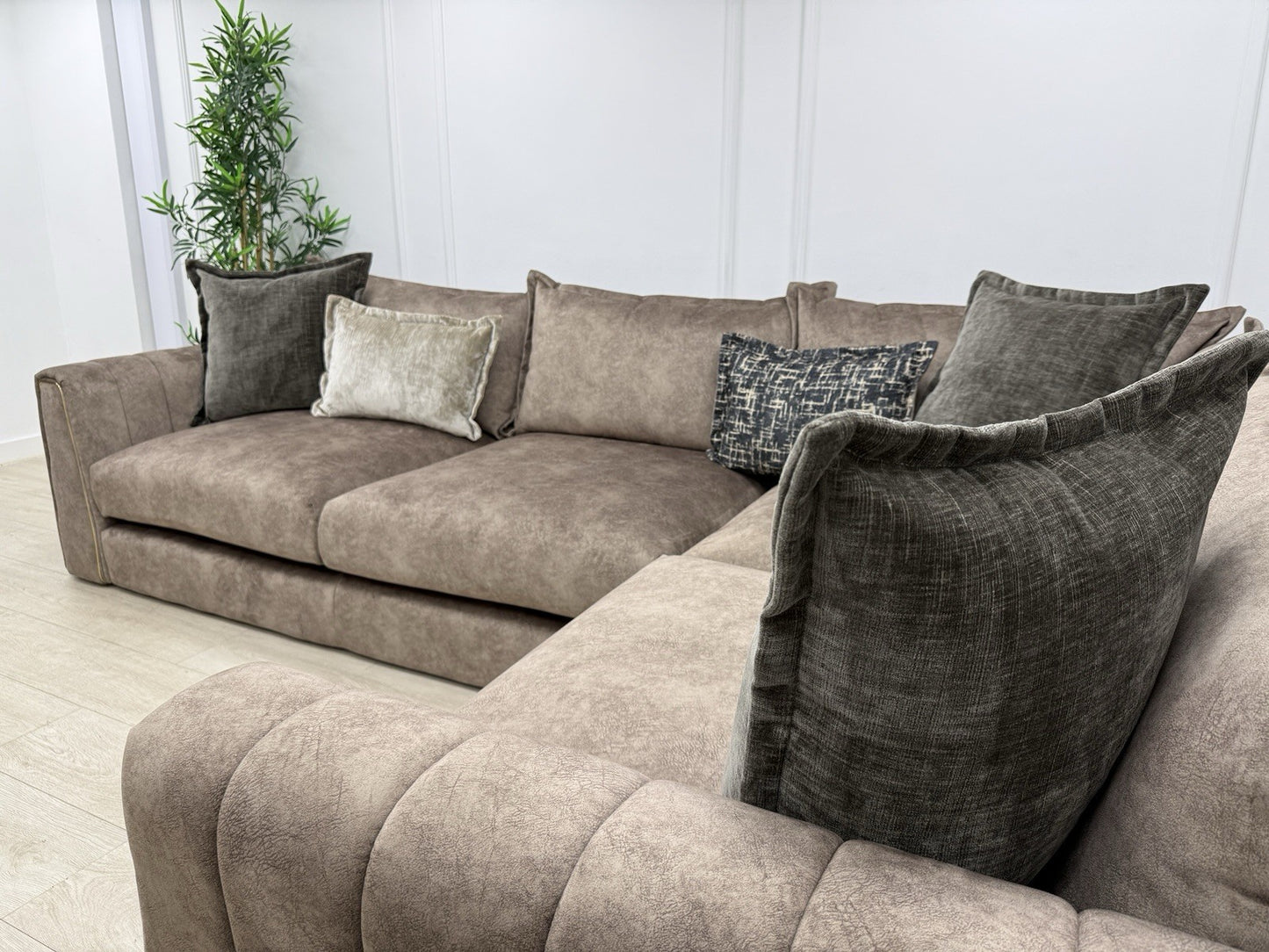 DFS Devine Left Hand Facing Corner Sofa In Chocolate Combination