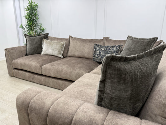DFS Devine Left Hand Facing Corner Sofa In Chocolate Combination