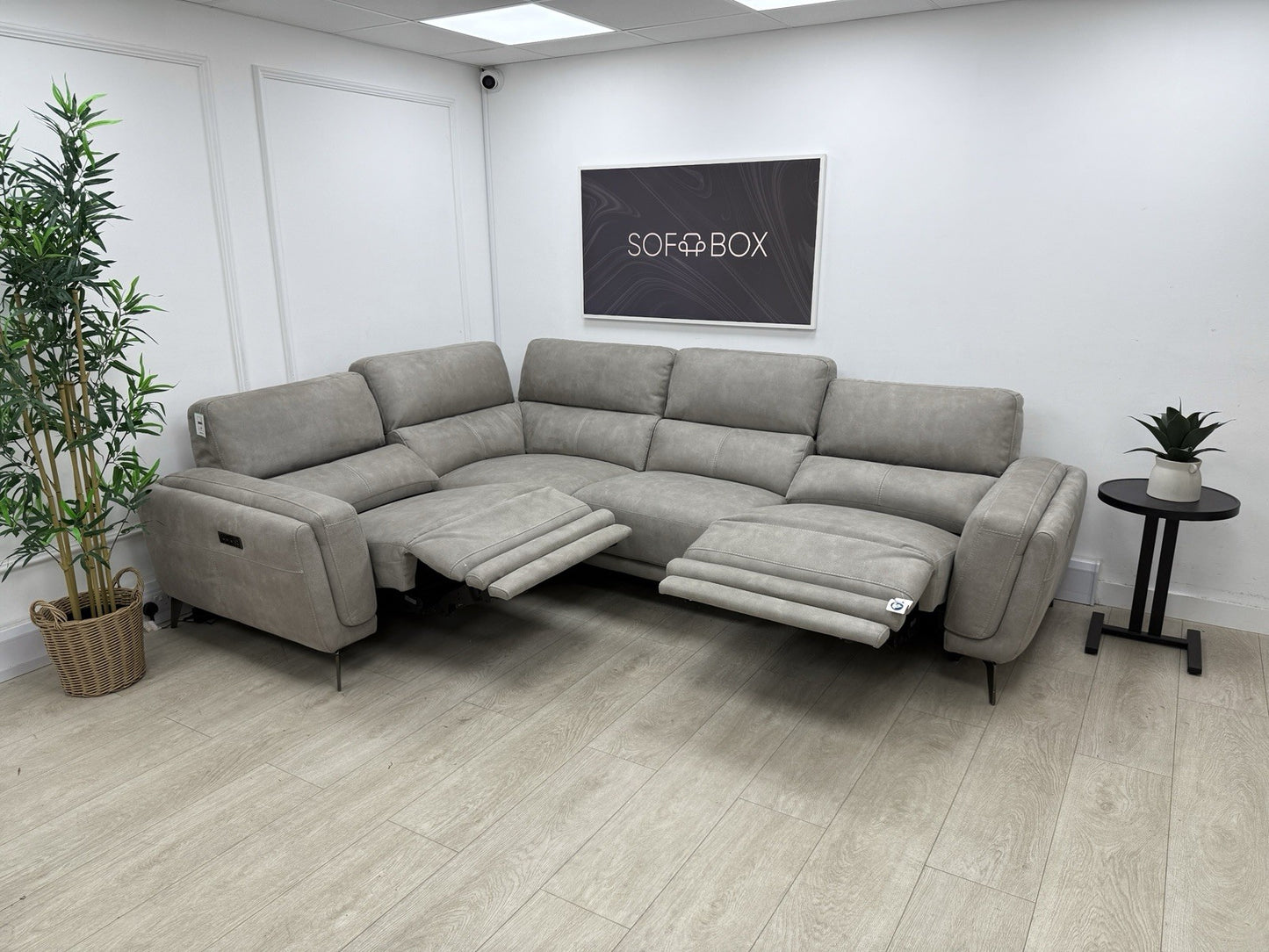 DFS San Mateo Power Recliner Corner Sofa In Misty Arizona Fabric