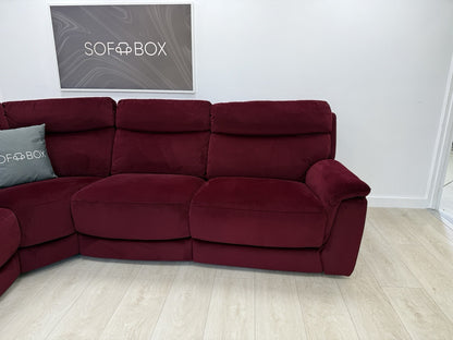 DFS Ronan Velvet Power Recliner Corner Sofa In Plum