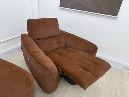 DFS Elektra Power Recliner Sofa, Armchair & Footstool Set In Burnt Orange