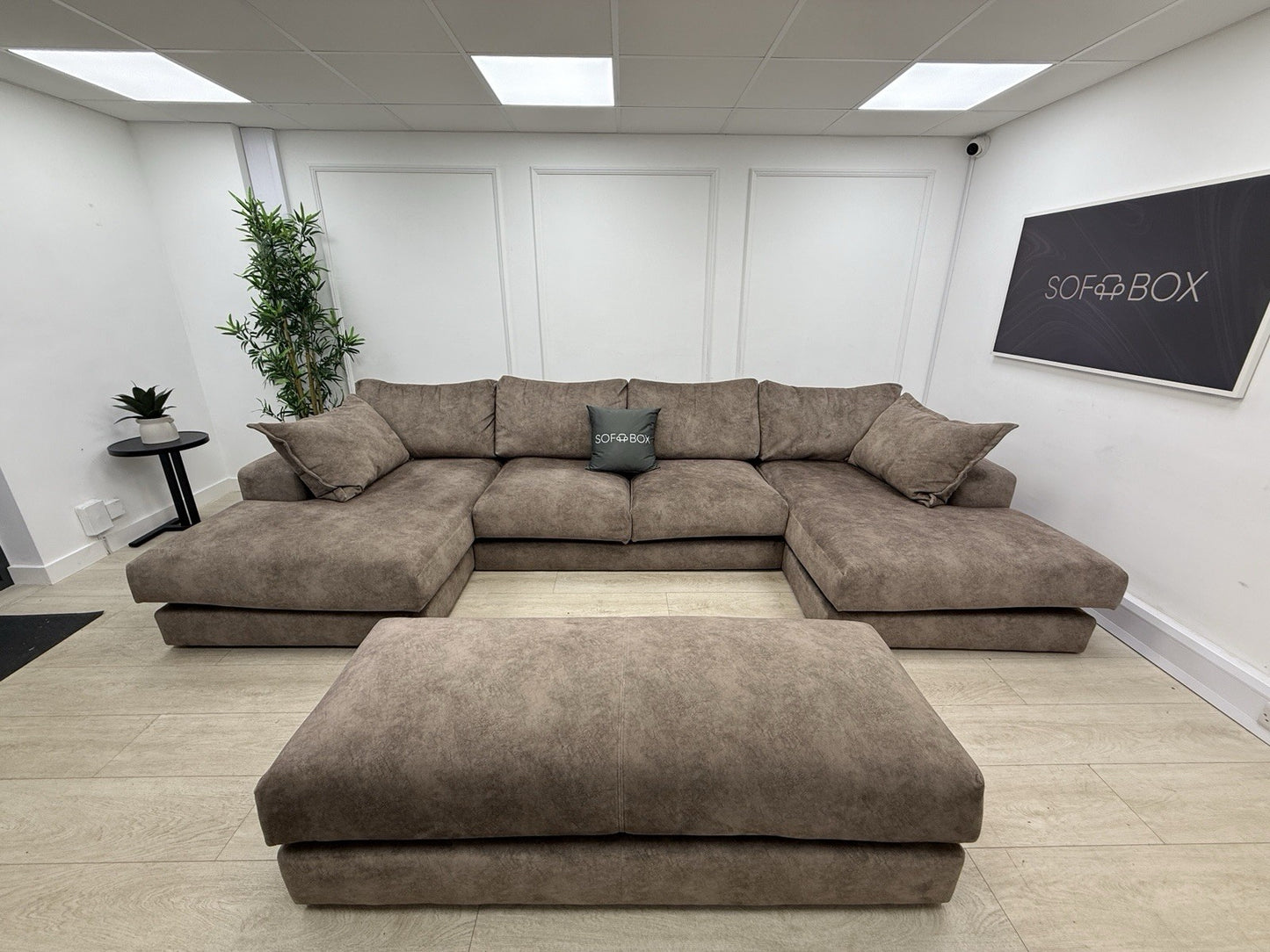 DFS Rest Large Double Ended Chaise Sofa & Bench Stool In Chocolate