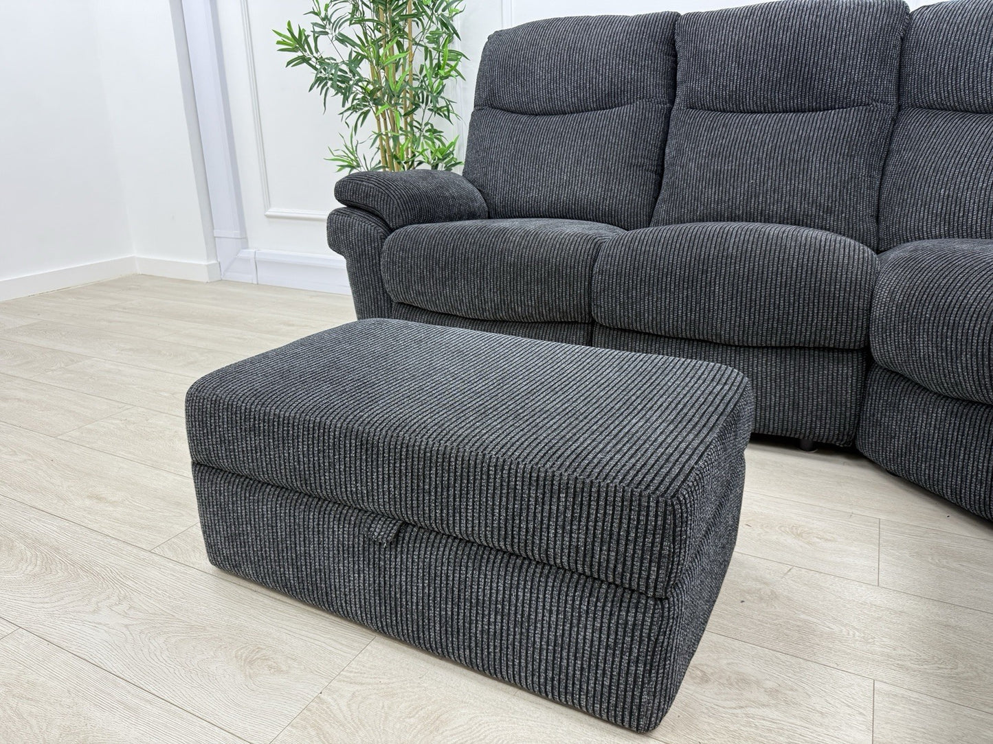 La-Z-Boy Tamla Power Recliner Corner Sofa & Footstool In Black Fabric