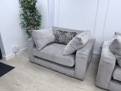 Sofology The Westwood 4 Seater Sofa, Loveseat & Footstool In Silver Chenille