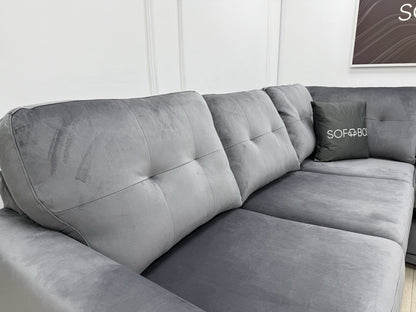 DFS Kian Corner Sofa In Grey Velvet