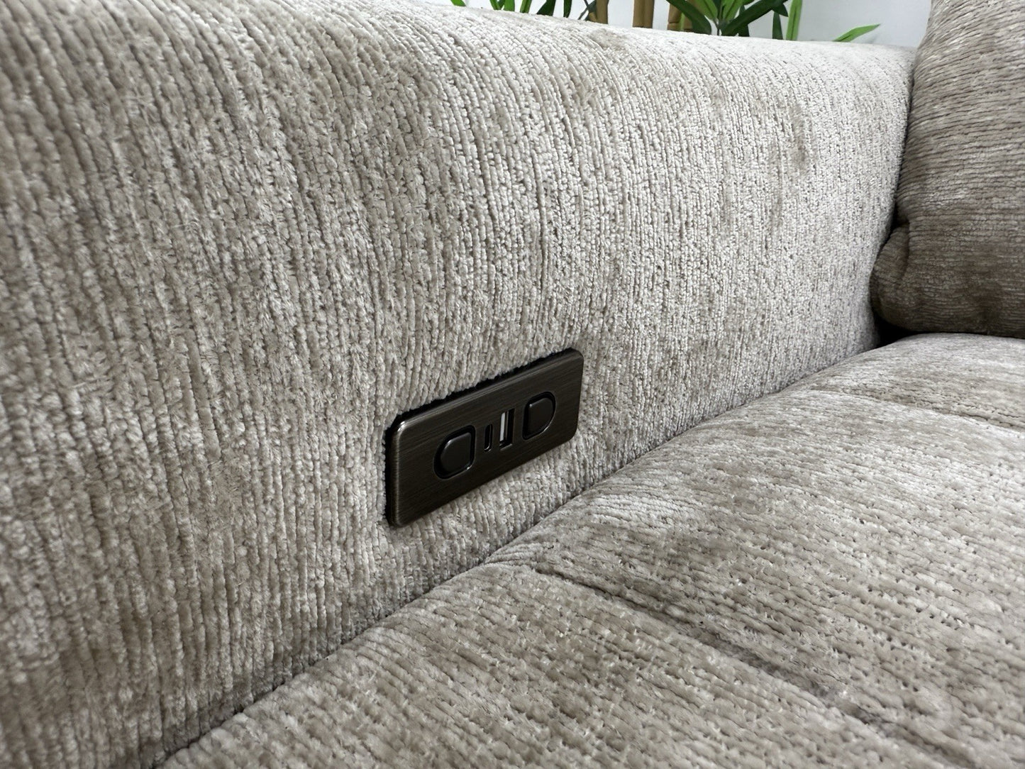 DFS Steller Power Recliner Corner Sofa In Nuova Taupe Fabric