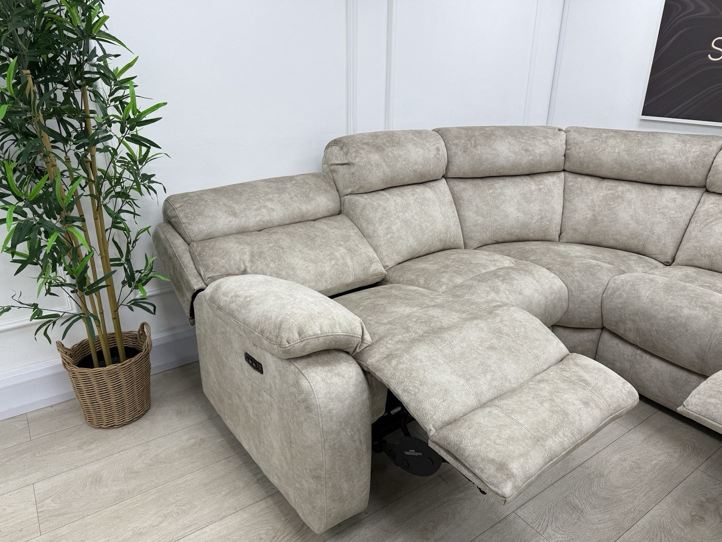 Furniture Village Moreno Power Recliner Corner Sofa In Cream Fabric