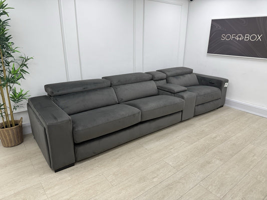 DFS Wander Power Recliner/Sofa Bed 4 Seater Sofa In Charcoal Velvet Fabric