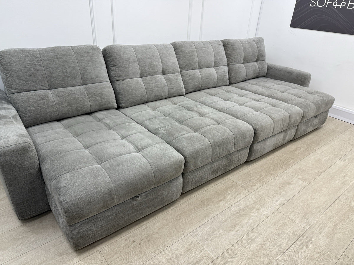 DFS Steller U Shape Power Slider Sofa In Mist Grey