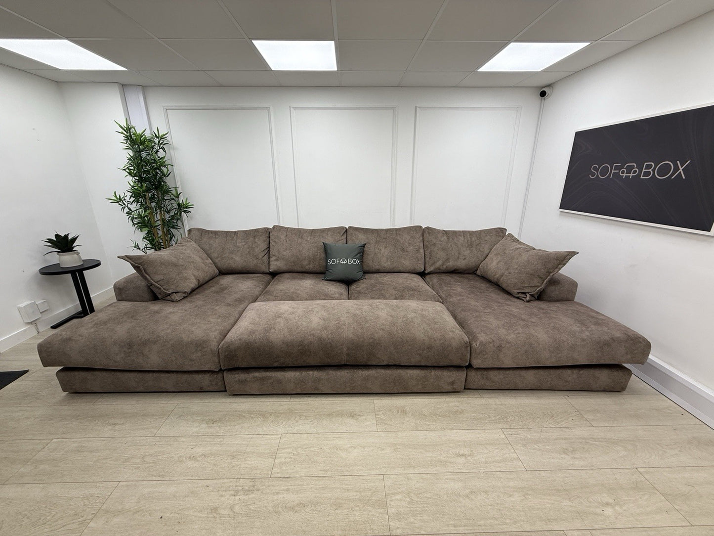 DFS Rest Large Double Ended Chaise Sofa & Bench Stool In Chocolate