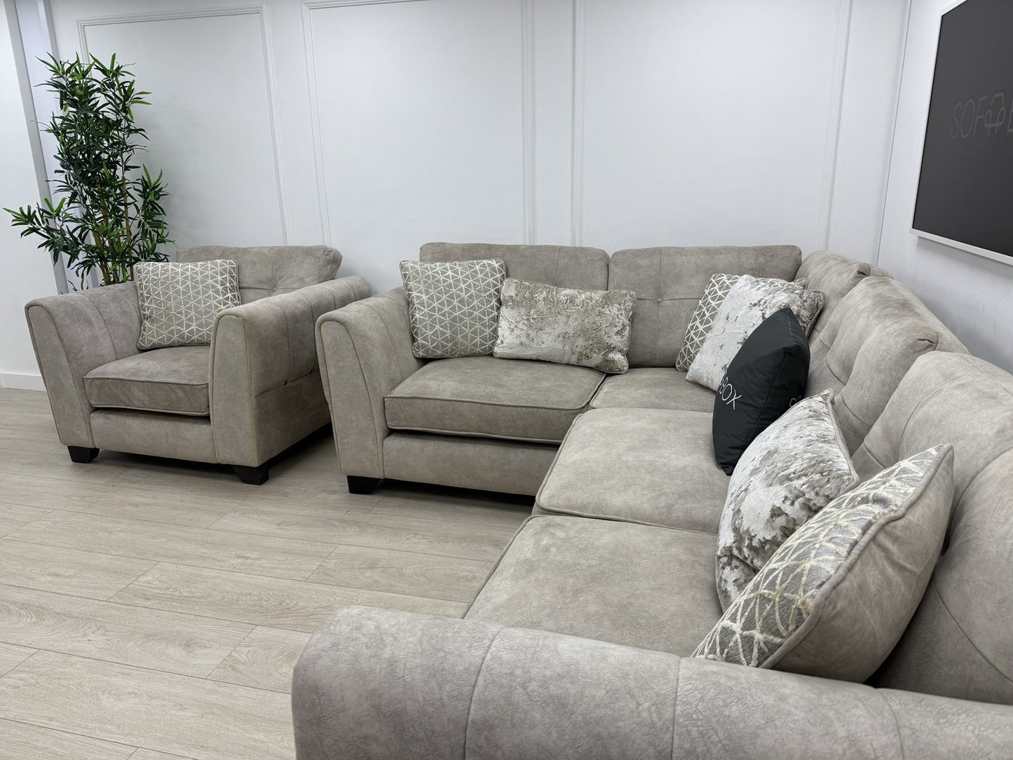 Furniture Village Mariah Corner Sofa & Armchair Set In Cream