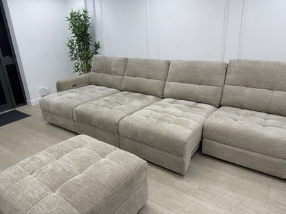 DFS Steller XL Power Recliner Chaise Sofa In Taupe Fabric