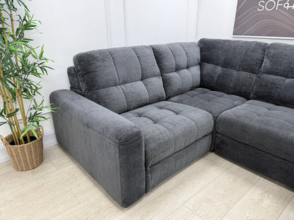 DFS Steller Power Recliner Corner Sofa In Nuova Black Fabric