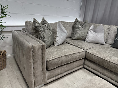 Sofology Midas Corner Sofa & Footstool Set In Grey