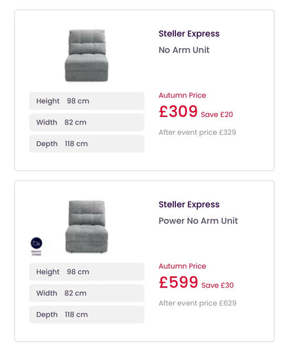 DFS Steller Power Recliner Slider Corner Sofa In Mist Grey Fabric