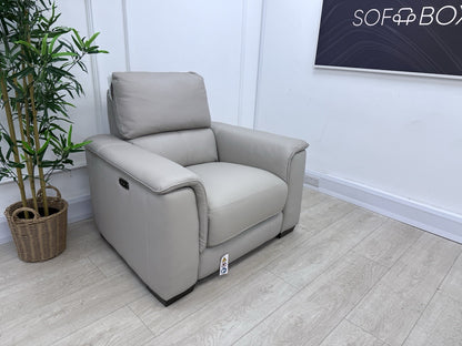 DFS Arwen Leather Power Recliner Chair In Oatmeal Borelli Leather