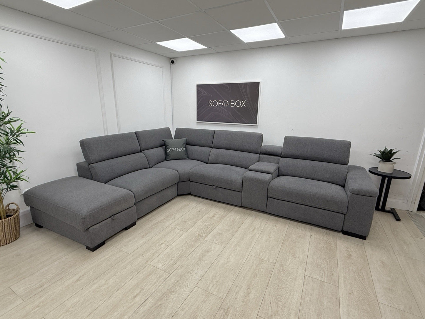 DFS Hike / Wander Storeaway Power Recliner Corner Sofa In Grey