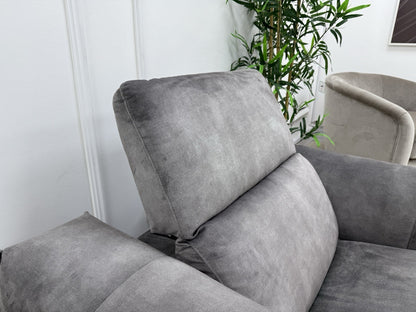 DFS Venosa Heated/Memory/Power Recliner Chair In Smoke Grey Fabric